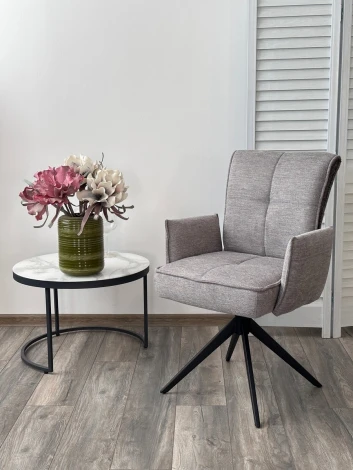 Стул M-City PONCE 360 град. поворот. Brego-07 Серый, ткань/ XD841-16 Серый, букле/ Черный