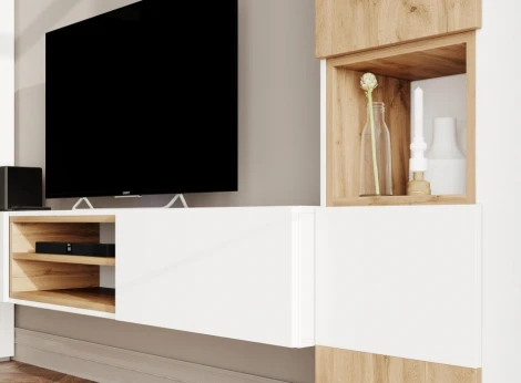 Стеллаж Лонгфорд (Лонгфорд белый / дуб вотан) Woodville арт.563529