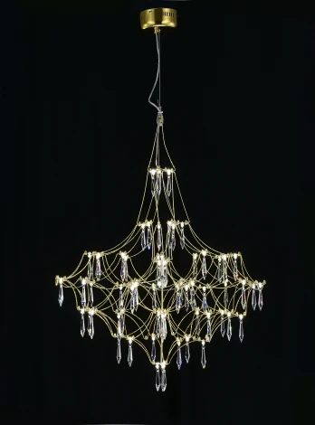 Подвесная люстра светодиодная с пультом и хрустальными подвесками Asfour MyFar Allegria MR2642-66P-76AP