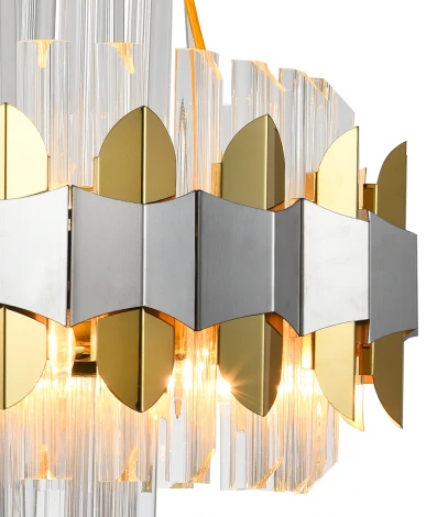 Подвесная люстра Natali Kovaltseva Skala 81435/6C BRASS SILVER (220V, хрусталь, на тросе, круглые)