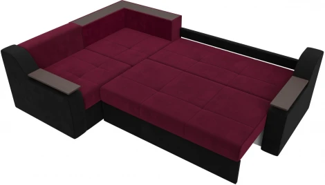 Диван угловой Кронос левый угол (Бордовый,Черный/Микровельвет) Лига Диванов арт.114621L