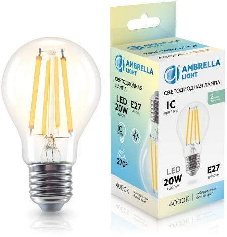 Лампа светодиодная Лон A60 20W 4000K Ambrella Bulbing 602014