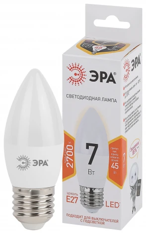 Лампочка светодиодная E27 7W ЭРА LED B35-7W-827-E27