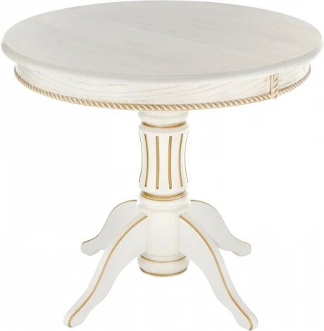 Стол деревянный Woodville Павия молочный / золото патина арт.615193