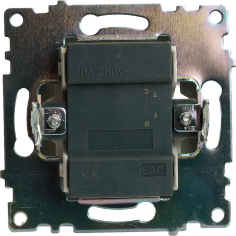 Выключатель одноклавишный с подсветкой (графит) Stekker Катрин 49408