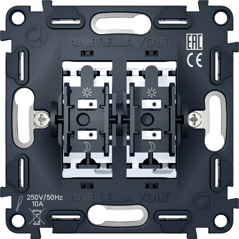 Механизм 2-клавишного выключателя Ambrella Volt 10A-250V QUANT VM115