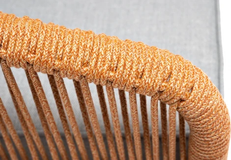 "Канны" кресло плетеное из роупа, каркас алюминий светло-серый (RAL7035) муар, роуп светло-серый круглый, ткань светло-серая 4SIS арт.УТ-00009478