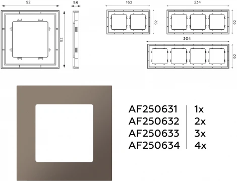 Рамка Ambrella Volt ALFA Qubi (Темная бронза матовый) 4-ая AF250634