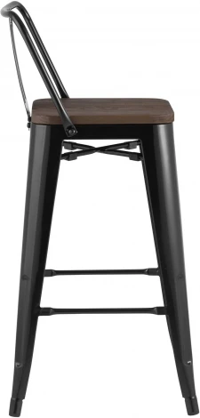 Стул полубарный Stool Group TOLIX WOOD со спинкой черный глянцевый УТ000000843