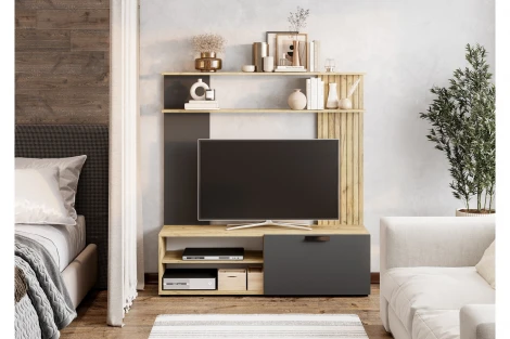 Стенка в гостиную БТС Мишель 1 ГС-05, Крафт;графит