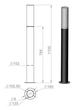 Наземный светильник Русские фонари Латина 130-31/b-05 (220V, IP54)