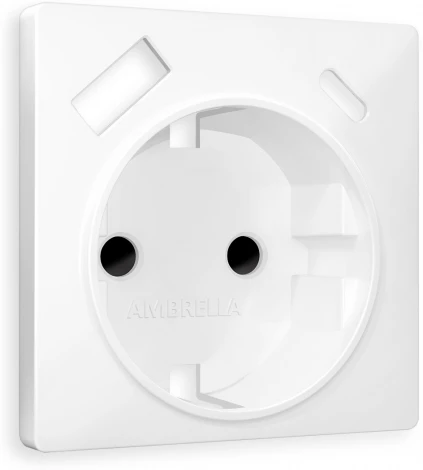 Лицевая панель Ambrella Volt ALFA (Белый матовый) для электрической розетки с/з со шторками 2USB A+C QUANT AP1300
