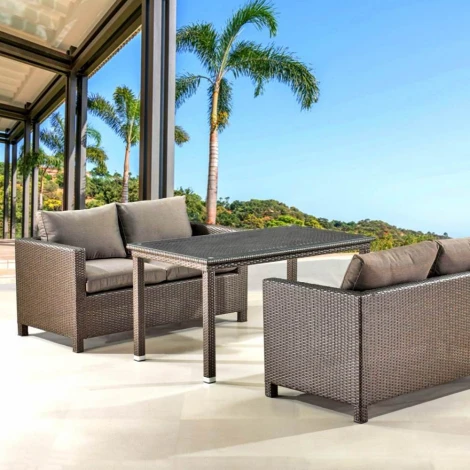 Обеденный комплект плетеной мебели с диванами Afina T256A/S59A-W53 Brown