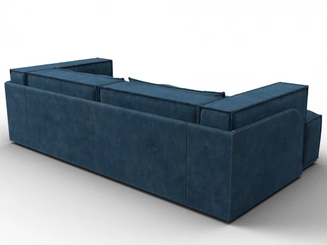 Диван угловой Лига-061 угол левый (ДСП,Брус,Фанера,Велюр/Синий) Лига Диванов 131147L
