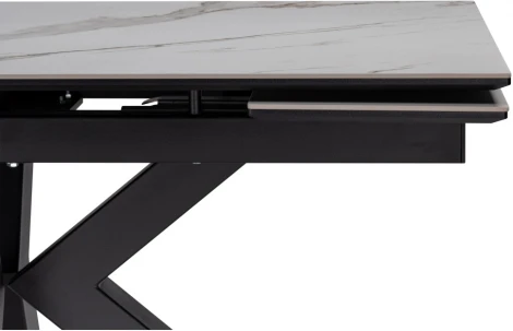 Керамический стол Woodville Бронхольм 140(200)х80х77 белый мрамор / черный 532396