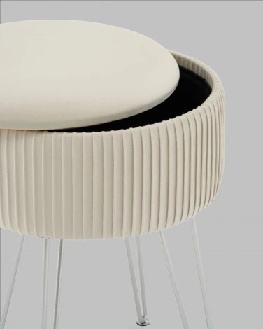 Пуф Астор бежевый серебряные ножки Stool Group арт.УТ000041379