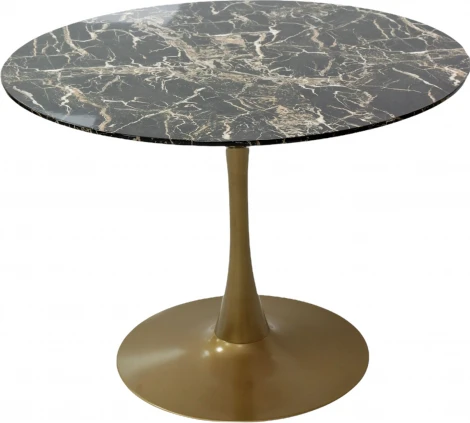 Стол обеденный IST-CASA круглый Аура F-1400-1.1, 100х100х75 см, черный мрамор