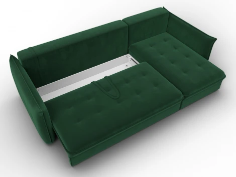 Диван угловой Лига-100 НПБ угол универсальный (ДСП,Фанера/Пластик/Велюр/Зеленый) Лига Диванов 133680