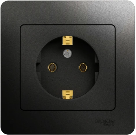 Розетка встраиваемая с заземлением (антрацит) Systeme Electric Glossa GSL000742