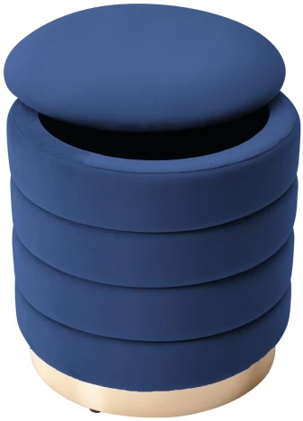 Пуфик для гостиной M-City ФРЕД синий #29, велюр / золотой каркас