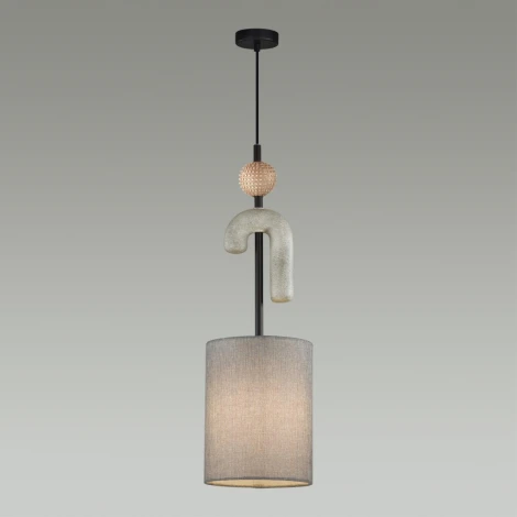 Подвесной светильник Odeon Light Bagel 5410/1A черный матов./серый/металл/полирезин/ткань E14 1*40W (220V, на проводе, круглые)