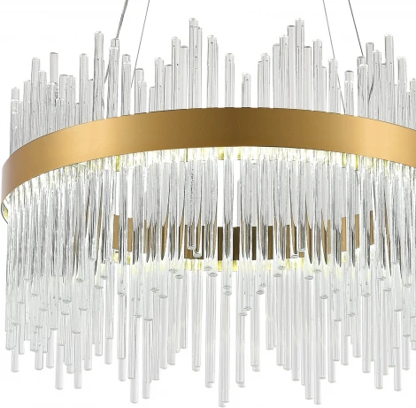 Подвесная люстра с таймером Natali Kovaltseva Smart Нимбы LED LAMPS 81260 (220V, хрусталь, пульт управления, управление смартфоном, на тросе, кольцо)