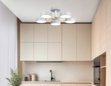 Потолочная люстра на штанге светодиодная с пультом Ambrella Comfort FL4826 (регулировка яркости, 220V, круглые)