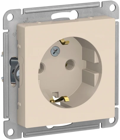 Розетка встраиваемая с заземлением (бежевый) Systeme Electric AtlasDesign ATN000243