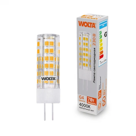 Светодиодная лампа 7Вт 4000K G4 Wolta WSTD-JC-220V7W4KG4-C