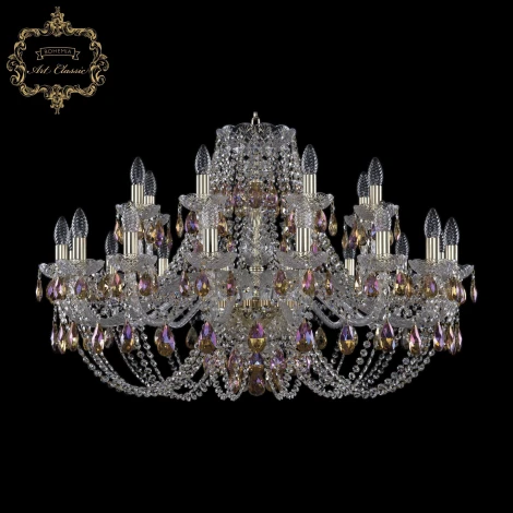 Подвесная большая люстра Art Classic 11.21 11.21.16+8.360.Gd.Sp.K777 (220V, хрусталь, на цепи, подсвечник, свеча)