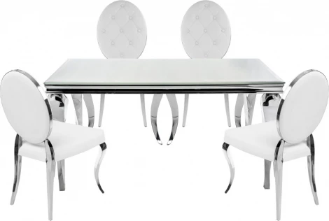 Обеденная группа Woodville Элиа white (Стекло, Экокожа) арт.599474