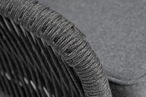 "Канны" диван модульный плетеный из роупа, каркас алюминий темно-серый (RAL7024), роуп темно-серый круглый, ткань темно-серая 4SIS арт.УТ-00004563