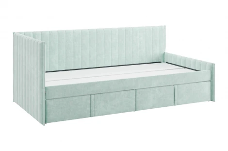 Кровать с ящиками Твикс (Тахта) 90х200 см Mebelson (ДСП,Велюр/Зеленый) арт.171564,2764