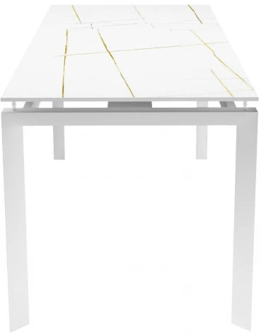 Стол DikLine KT120 мрамор белый Лотус,опоры белые