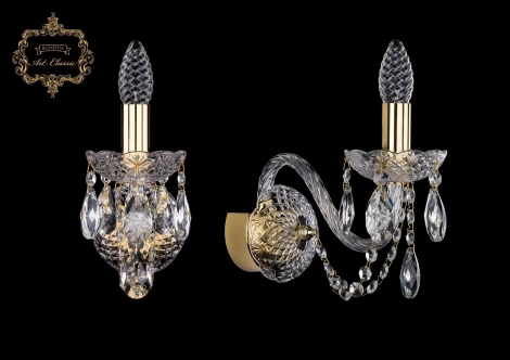 Бра Art Classic 10.11 10.11.1.165.Gd.Sp (220V, хрусталь, подвески, подсвечник, свеча)