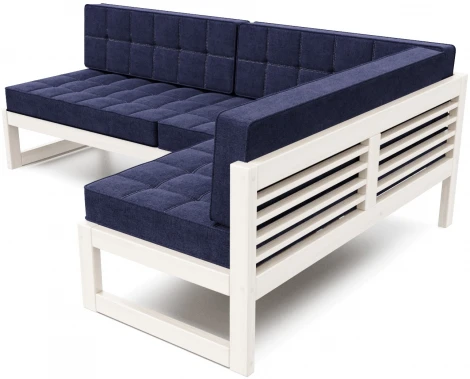 Диван Arsko угловой Сега У беленый дуб рогожка синяя