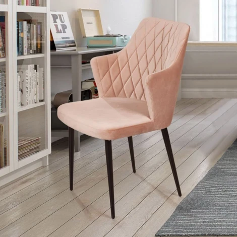 Стул с подлокотниками Hunt ромб, бархат бежевый 5 / чёрный конус Top Concept 74794