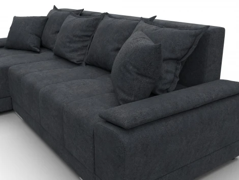 Диван угловой Лига-119 угол левый (ДСП,Брус,Фанера,ЛДС,Велюр/Темно-серый) Лига Диванов 137100L