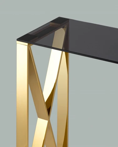 Консоль Stool Group КРОСС 115*30 золото стекло smoke УТ000004650