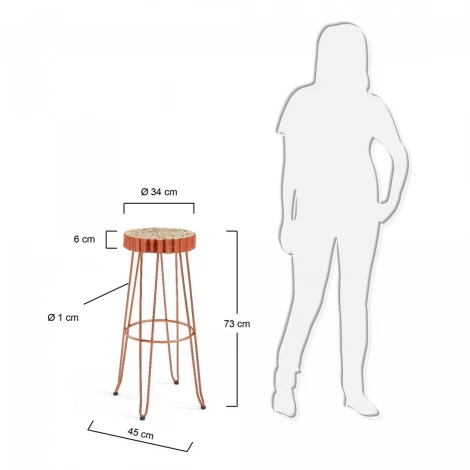 Барный стул La Forma (ex Julia Grup) Evento (Медный/ Металл)