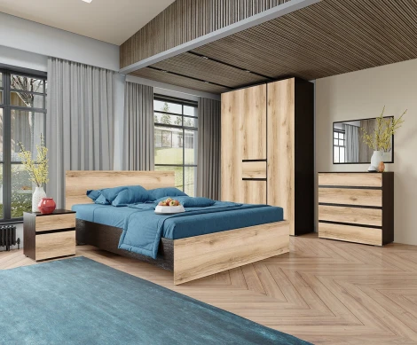 Кровать ТЭКС 140x200 с настилом из ДСП Плейона, венге