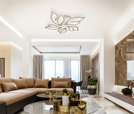 Потолочная люстра Natali Kovaltseva HIGH-TECH LED LAMPS 82006 (регулировка яркости, 220V, пульт управления, умный дом - LampSmart, цветы)