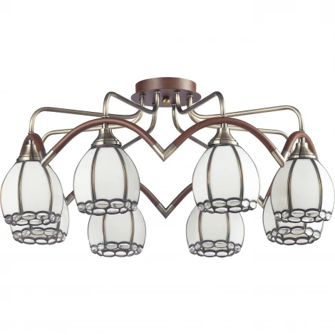 Потолочная люстра N-Light 607 607-08-53 antique brass + walnut tiffany