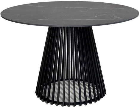 Стол TERNI 120 MATT BLACK MARBLE SOLID CERAMIC Черный мрамор матовый, керамика/Черный каркас М-City