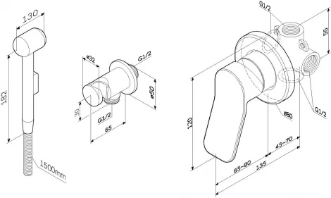 Гигиенический душ AM.PM X-Joy F40H85A22 монтируемый в стену