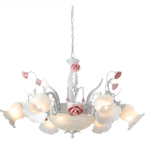 Подвесная люстра Lucia Tucci Fiori Di Rose 105.6.2 (220V, муранское стекло, на цепи, цветы, ветки, розы)