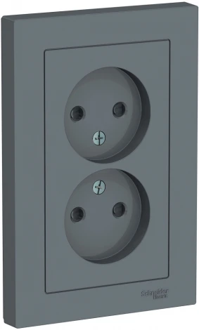 Розетка встраиваемая двойная без заземления со шторками (грифель) Systeme Electric AtlasDesign ATN000722