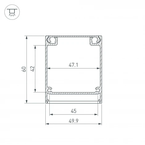 Профиль BOX60-ONTOP-2000 ANOD (Алюминий) 017358 Arlight