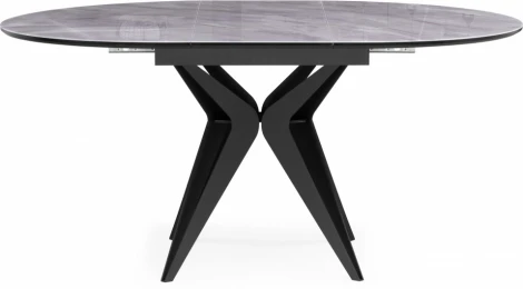 Стол стеклянный Notta Рикла 120(160) серый мрамор / черный арт.612859