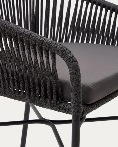 Веревочный полубарный стул Yanet черного цвета 65 см La Forma (ex Julia Grup) арт.114295